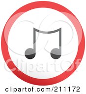 Poster, Art Print Of Red Gray And White Rounded Music Button