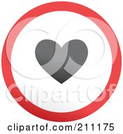 Poster, Art Print Of Red Gray And White Rounded Heart Button