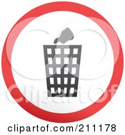 Poster, Art Print Of Red Gray And White Rounded Trash Can Button