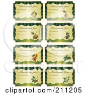 Digital Collage Of Golden And Green Homemade Jam Labels With Text And Date Space