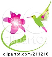 Royalty Free RF Clipart Illustration Of A Humming Bird And Purple Flower by Eugene #COLLC211218-0054