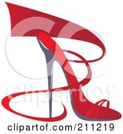 Royalty Free RF Clipart Illustration Of A Logo Design Of A Red Ribbon And Heel Shoe