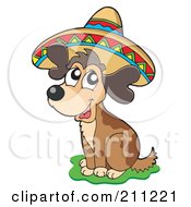 Cute Mexican Dog Wearing A Colorful Sombrero