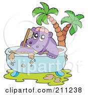Poster, Art Print Of Happy Hippo Taking A Mud Bath In A Tub