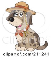 Poster, Art Print Of Cute Dog Sitting And Wearing A Scout Hat