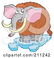 Poster, Art Print Of Cute Woolly Mammoth On Ice