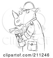 Coloring Page Outline Of A Rhino Using A Fire Extinguisher