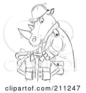 Poster, Art Print Of Coloring Page Outline Of A Rhino Holding A Shirt