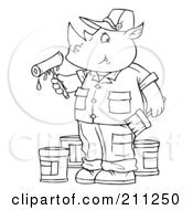 Poster, Art Print Of Coloring Page Outline Of A Rhino Painter