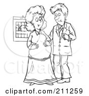 Poster, Art Print Of Coloring Page Outline Of A Happy Couple Expecting A Baby