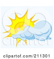 Poster, Art Print Of Cloud Floating In Front Of A Happy Sun
