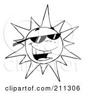 Poster, Art Print Of Outlined Hot Summer Sun Wearing Shades