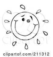 Royalty Free RF Clipart Illustration Of A Happy Doodled Sun With A Smile