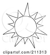 Royalty Free RF Clipart Illustration Of An Outlined Summer Sun