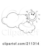 Poster, Art Print Of Outlined Cloud Floating Under A Happy Sun