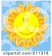 Royalty Free RF Clipart Illustration Of A Happy Freckled Sun Face With Petal Like Rays