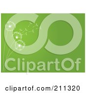 Royalty Free RF Clipart Illustration Of White Dandelion Seeds Floating Away Over A Green Background