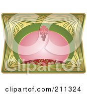 Poster, Art Print Of Ornate Green Red Pink And Gold Floral Label