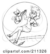 Poster, Art Print Of Coloring Page Outline Of A Woman Slipping On A Banana Peel