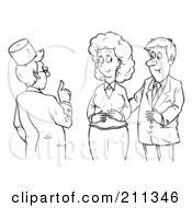 Poster, Art Print Of Coloring Page Outline Of A Male Doctor Assisting A Couple