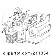 Coloring Page Outline Of A Man Repairing A Printing Press