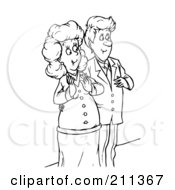 Poster, Art Print Of Coloring Page Outline Of A Happy Couple The Woman Pregnant