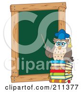 Poster, Art Print Of Owl Teacher With Books By A Chalk Board
