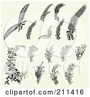 Royalty Free RF Clipart Illustration Of A Digital Collage Of Ornate Floral And Feather Designs