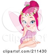 Royalty Free RF Clipart Illustration Of A Flirty Pink Haired Pixie In A Pink Dress by yayayoyo