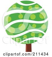 Poster, Art Print Of Round Tree With Waves And Polka Dots