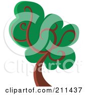 Royalty Free RF Clipart Illustration Of A Tree With Lush Foliage And Thick Branches by yayayoyo