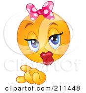 Royalty Free RF Clipart Illustration Of A Yellow Smiley Face Girl Blowing A Kiss by yayayoyo
