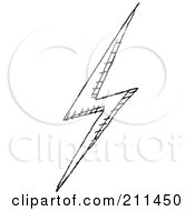 Royalty Free RF Clipart Illustration Of A Black And White Lightning Bolt Doodle Sketch by yayayoyo