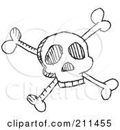 Poster, Art Print Of Black And White Skull And Crossbones Doodle Sketch