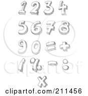 Poster, Art Print Of Digital Collage Of Sketched Math Symbols And Numbers