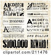 Royalty Free RF Clipart Illustration Of A Digital Collage Of Old Fashioned Poster Fonts