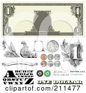 Digital Collage Of Cash And Coin Design Elements