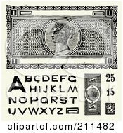 Poster, Art Print Of Digital Collage Of Old Fashioned Currency And Letters