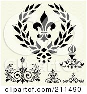 Poster, Art Print Of Digital Collage Of Wreath Border Elements And Designs