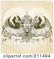 Poster, Art Print Of Griffin And Crown Banner Design Ornament