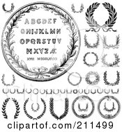 Digital Collage Of Laurel Wreath And Letters Designs