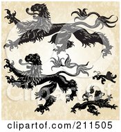 Poster, Art Print Of Digital Collage Of Heraldic Lions