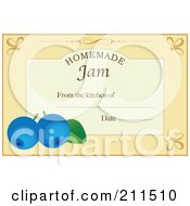 Poster, Art Print Of Pastel Orange Homemade Jam From The Kitchen Of Label With Blueberries Text And Date Space