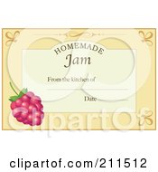 Pastel Orange Homemade Jam From The Kitchen Of Label With A Raspberry Text And Date Space