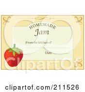 Poster, Art Print Of Pastel Orange Homemade Jam From The Kitchen Of Label With A Strawberry Text And Date Space