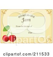 Poster, Art Print Of Pastel Orange Homemade Jam From The Kitchen Of Label With Cherries Text And Date Space