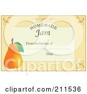 Poster, Art Print Of Pastel Orange Homemade Jam From The Kitchen Of Label With A Pear Text And Date Space