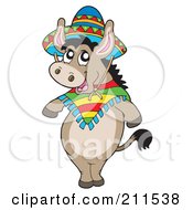 Poster, Art Print Of Cute Mexican Donkey Wearing A Sombrero