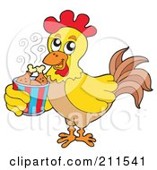 Poster, Art Print Of Rooster Carrying A Bucket Of Chicken Drumsticks