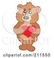 Poster, Art Print Of Cute Bear Holding A Red Heart